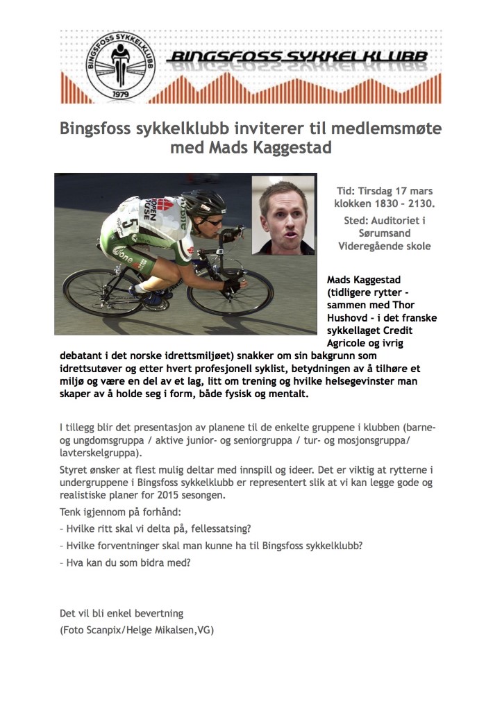 Medlemsmøte med Mads Kaggestad 17/3
