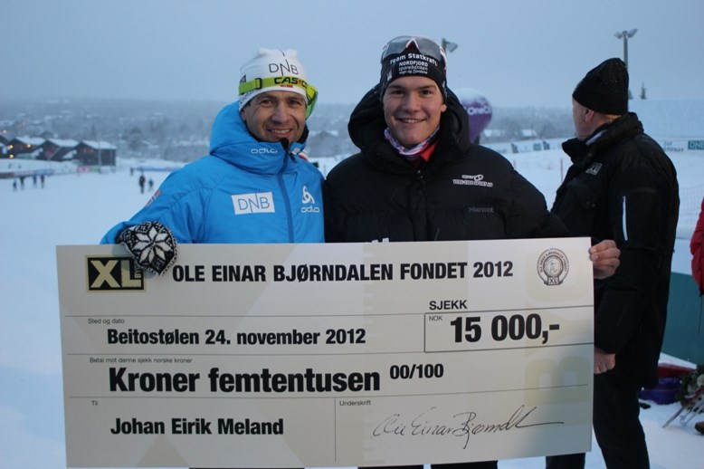 Ole Einar Bjørndalen og Johan Eirik Meland. Foto: Team Statkraft Nordfjord